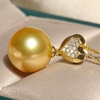 image:imageNONNYL Genuine South Sea Pearl Heart Necklace Saltwater Golden Pearl And 18K Gold Pearl Pendant Necklace Golden Pearl Gifts for Women Mom Grandma Wife Her