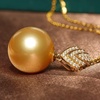 image:imageNONNYL Genuine South Sea Pearl Necklace 18K Gold Pearl Pendant Necklace Golden Pearl Gifts for Women Mom Grandma Wife Her