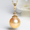 image:imageNONNYL Genuine South Sea Pearl Necklace Saltwater Golden Pearl And 18K Gold Pearl Pendant Necklace Golden Pearl Gifts for Women Her Grandma Wife1112mm