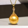 image:imageNONNYL Genuine South Sea Pearl Necklace Saltwater Golden Pearl And 18K Gold Pearl Pendant Necklace Golden Pearl Wedding Birthday Anniversary Jewelry Gifts for Women Her Grandma Wife