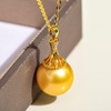 image:imageNONNYL Genuine South Sea Pearl Necklace Saltwater Golden Pearl And 18K Gold Pearl Pendant Necklace Golden Pearl Wedding Birthday Anniversary Jewelry Gifts for Women Her Grandma Wife
