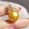 image:imageNONNYL Golden South Sea Pearl Necklace for Women Pearls Pendant Necklace 910mm AAAA Quality Round Pearls Pendant 18 inch Sterling Silver Chain  Jewelry Gifts for Women Wife Mom Grandma Daughter