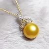 image:imageNONNYL Golden South Sea Pearl Necklace for Women Pearls Pendant Necklace 910mm AAAA Quality Round Pearls Pendant 18 inch Sterling Silver Chain  Jewelry Gifts for Women Wife Mom Grandma Daughter