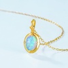 image:imageNONNYL Sterling Silver Necklace for Women Jewelry  Synthetic Blue Opal Pendant Necklaces in S925 Sterling Silver with Genuine Plated 10K Gold Gifts for Women Girlfriend Mom Wife Her