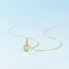 image:imageNONNYL Sterling Silver Necklace for Women Jewelry  Synthetic Blue Opal Pendant Necklaces in S925 Sterling Silver with Genuine Plated 10K Gold Gifts for Women Girlfriend Mom Wife Her