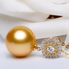 image:imageWife Jewelry Plated 18K Gold  Genuine South Sea Golden Pearl Jewelry Pendant Necklace for Women Birthday Jewelry for Girlfriend Valentines Day for Wife Mothers Day for Mom Grandma NO11246