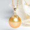 image:imageWife Jewelry Plated 18K Gold  Genuine South Sea Golden Pearl Jewelry Pendant Necklace for Women Birthday Jewelry for Girlfriend Valentines Day for Wife Mothers Day for Mom Grandma NO11247