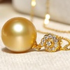 image:imageWife Jewelry Plated 18K Gold  Genuine South Sea Golden Pearl Jewelry Pendant Necklace for Women Birthday Jewelry for Girlfriend Valentines Day for Wife Mothers Day for Mom Grandma NO11240