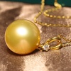 image:imageWife Jewelry Plated 18K Gold  Genuine South Sea Golden Pearl Jewelry Pendant Necklace for Women Birthday Jewelry for Girlfriend Valentines Day for Wife Mothers Day for Mom Grandma NO11254