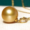 image:imageWife Jewelry Plated 18K Gold  Genuine South Sea Golden Pearl Jewelry Pendant Necklace for Women Birthday Jewelry for Girlfriend Valentines Day for Wife Mothers Day for Mom Grandma NO11233