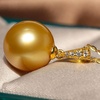 image:imageWife Jewelry Plated 18K Gold  Genuine South Sea Golden Pearl Jewelry Pendant Necklace for Women Birthday Jewelry for Girlfriend Valentines Day for Wife Mothers Day for Mom Grandma NO11261