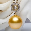 image:imageWife Jewelry Plated 18K Gold  Genuine South Sea Golden Pearl Jewelry Pendant Necklace for Women Birthday Jewelry for Girlfriend Valentines Day for Wife Mothers Day for Mom Grandma NO11246