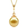 image:imageNONNYL Genuine South Sea Pearl Necklace Saltwater Golden Pearl And 18K Gold Pearl Pendant Necklace Golden Pearl Gifts for Women Her Grandma Wife1011mm