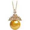 image:imageNONNYL Golden South Sea Pearl Necklace for Women Pearls Pendant Necklace 910mm AAAA Quality Round Pearls Pendant 18 inch Sterling Silver Chain  Jewelry Gifts for Women Wife Mom Grandma Daughter