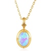 image:imageNONNYL Sterling Silver Necklace for Women Jewelry  Synthetic Blue Opal Pendant Necklaces in S925 Sterling Silver with Genuine Plated 10K Gold Gifts for Women Girlfriend Mom Wife Her