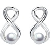 image:imageNonnyl Infinity Pearl Earrings AAAAA Quality Genuine Real White Pearl 89mm 925 Sterling Silver Plated 18K Gold  Birthday Anniversary Jewelry Gifts for Women Her