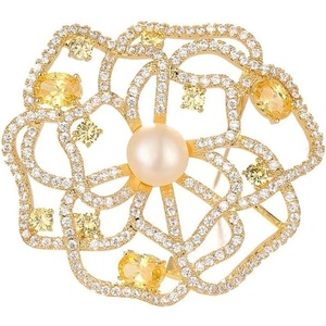 image:imageGifts for Wife Anniversary Brooch for Women Pearl Brooch Real 910mm AAA Quality Handpicked Nature Pearls and D Color Moissanite  Gifts for Mom Girlfriend Her NO11439