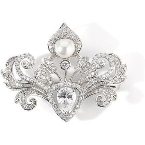 image:imageGifts for Wife Anniversary Brooch for Women Pearl Brooch Real 910mm AAA Quality Handpicked Nature Pearls and D Color Moissanite  Gifts for Mom Girlfriend Her NO11375