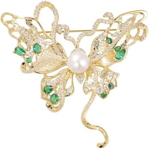 image:imageGifts for Wife Anniversary Brooch for Women Pearl Brooch Real AAA Quality Handpicked Nature Pearls and D Color Moissanite  Gifts for Mom Girlfriend Her NO11162