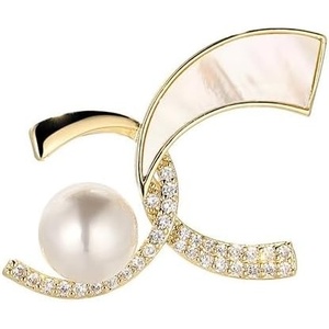 image:imageGifts for Wife Anniversary Brooch for Women Pearl Brooch Real AAA Quality Handpicked Nature Pearls and D Color Moissanite  Gifts for Mom Girlfriend Her NO11181