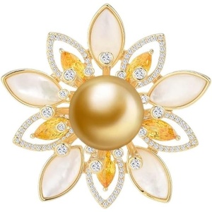 image:imageNONNYL Elegant South Sea Golden Pearl Brooch Pins Costume Jewelry For Women Fashion Christmas Gifts Wife Mom Girlfriend Anniversary Birthday Fine Jewelry Gifts for Her NO1145
