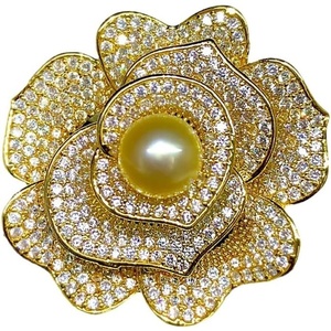 image:imageNONNYL Elegant South Sea Golden Pearl Brooch Pins Costume Jewelry For Women Fashion Christmas Gifts Wife Mom Girlfriend Anniversary Birthday Fine Jewelry Gifts for Her NO1134