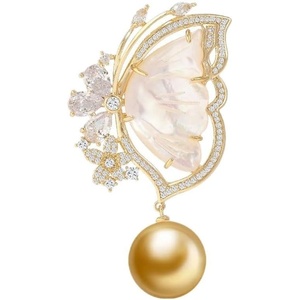 image:imageNONNYL Elegant South Sea Golden Pearl Brooch Pins Costume Jewelry For Women Fashion Christmas Gifts Wife Mom Girlfriend Anniversary Birthday Fine Jewelry Gifts for Her NO1153