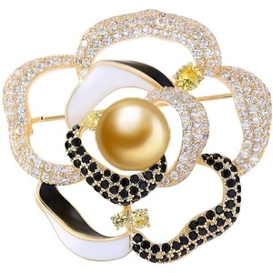 image:imageNONNYL Elegant South Sea Golden Pearl Brooch Pins Costume Jewelry For Women Fashion Christmas Gifts Wife Mom Girlfriend Anniversary Birthday Fine Jewelry Gifts for Her NO1143