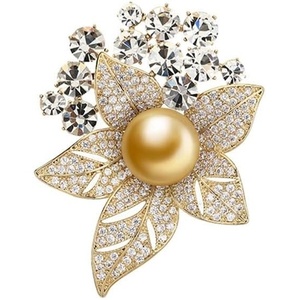 image:imageNONNYL Elegant South Sea Golden Pearl Brooch Pins Costume Jewelry For Women Fashion Christmas Gifts Wife Mom Girlfriend Anniversary Birthday Fine Jewelry Gifts for Her NO2272