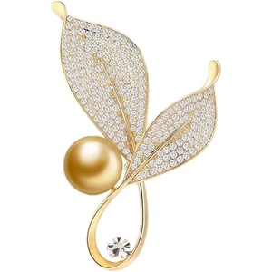 image:imageNONNYL Elegant South Sea Golden Pearl Brooch Pins Costume Jewelry For Women Fashion Christmas Gifts Wife Mom Girlfriend Anniversary Birthday Fine Jewelry Gifts for Her NO1169