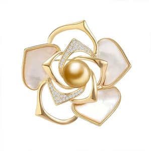 image:imageNONNYL Elegant South Sea Golden Pearl Brooch Pins Costume Jewelry For Women Fashion Christmas Gifts Wife Mom Girlfriend Anniversary Birthday Fine Jewelry Gifts for Her NO2239