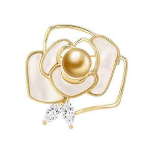 image:imageNONNYL Elegant South Sea Golden Pearl Brooch Pins Costume Jewelry For Women Fashion Christmas Gifts Wife Mom Girlfriend Anniversary Birthday Fine Jewelry Gifts for Her NO1157