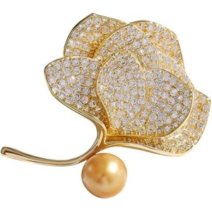 image:imageNONNYL Elegant South Sea Golden Pearl Brooch Pins Costume Jewelry For Women Fashion Christmas Gifts Wife Mom Girlfriend Anniversary Birthday Fine Jewelry Gifts for Her NO1135