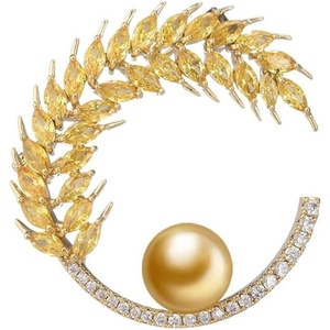 image:imageNONNYL Elegant South Sea Golden Pearl Brooch Pins Costume Jewelry For Women Fashion Christmas Gifts Wife Mom Girlfriend Anniversary Birthday Fine Jewelry Gifts for Her NO2264