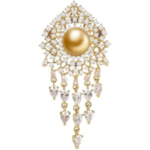 image:imageNONNYL Elegant South Sea Golden Pearl Brooch Pins Costume Jewelry For Women Fashion Christmas Gifts Wife Mom Girlfriend Anniversary Birthday Fine Jewelry Gifts for Her NO2262