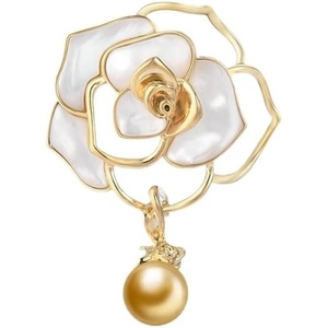 image:imageNONNYL Elegant South Sea Golden Pearl Brooch Pins Costume Jewelry For Women Fashion Christmas Gifts Wife Mom Girlfriend Anniversary Birthday Fine Jewelry Gifts for Her NO2271