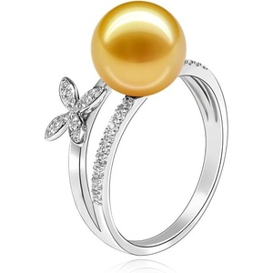 image:imageNONNYL Genuine South Sea Golden Butterfly Pearl Rings  Gifts for Women Valentines Day Christmas Gifts for Wife Mom Girlfriend Anniversary Mothers Day Gifts Birthday Fine Jewelry Gifts for Her1112mm
