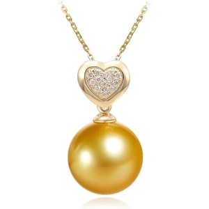 image:imageNONNYL Genuine South Sea Pearl Heart Necklace Saltwater Golden Pearl And 18K Gold Pearl Pendant Necklace Golden Pearl Gifts for Women Mom Grandma Wife Her