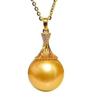image:imageNONNYL Genuine South Sea Pearl Necklace Saltwater Golden Pearl And 18K Gold Pearl Pendant Necklace Golden Pearl Wedding Birthday Anniversary Jewelry Gifts for Women Her Grandma Wife