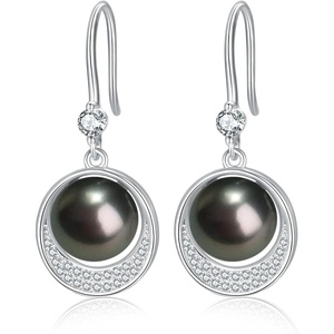 image:imageNONNYL Gift for Wife PearlEarringsGifts for Women Wedding Birthday AnniversaryMom Her Mothers Day Valentines Day ChristmasSterling Silver Plated 18K Gold Pearl Dangle Earring Fine Jewelryblack pearl earrings