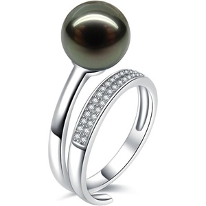 image:imageNONNYL Gift for Wife Tahitian BlackPearlRingsGifts for Women  Wedding Birthday AnniversaryMom Her Mothers Day Valentines Day Christmas18K Gold Plated Sterling Silver Ring Fine Jewelry