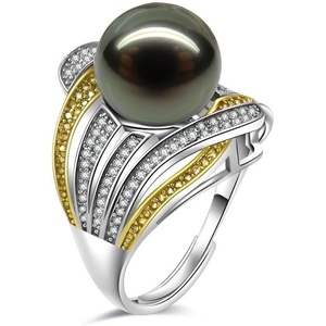 image:imageNONNYL Gift for Wife Tahitian BlackPearlRingsGifts for Women Wedding Birthday AnniversaryMom Her Mothers Day Valentines Christmas18K Gold Plated Sterling Silver Ring Fine Jewelry