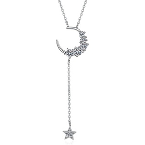 image:imageNONNYL S925 Sterling Silver Moon Necklace Mosang Diamond Pendant Gifts for Women  Collarbone Necklaces Christmas Gifts Jewelry for Wife Girlfriend Her Grandma Women for Gifts