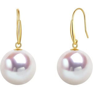 image:imageNonnyl Akoya Pearl Earring for Women 18K Gold Pearls Earrings 910mm Round Pearl White Earring Jewelry Gifts for Women Wife Mom Grandma Daughter
