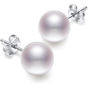 image:imageS925 Stud Handpicked AAAA Round Freshwater Cultured White Pearl Stud Earrings for Women