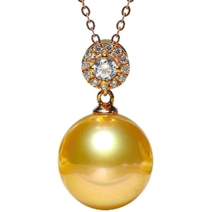 image:imageWife Jewelry Plated 18K Gold  Genuine South Sea Golden Pearl Jewelry Pendant Necklace for Women Birthday Jewelry for Girlfriend Valentines Day for Wife Mothers Day for Mom Grandma NO11244