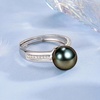 image:imageNONNYL 18K Gold Plated 925 Sterling Silver Pearl Ring Tahitian Black Pearl One Size for Women Anniversary Birthday Mothers Day Valentines Day Christmas Gifts