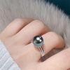 image:imageNONNYL 18K Gold Plated 925 Sterling Silver Pearl Ring Tahitian Black Pearl One Size for Women Anniversary Birthday Mothers Day Valentines Day Christmas Gifts