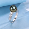 image:imageNONNYL 18K Gold Plated 925 Sterling Silver Pearl Ring Tahitian Black Pearl One Size for Women Anniversary Birthday Mothers Day Valentines Day Christmas Gifts