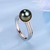 image:imageNONNYL 18K Gold Plated 925 Sterling Silver Pearl Ring Tahitian Black Pearl One Size for Women Anniversary Birthday Mothers Day Valentines Day Christmas Gifts